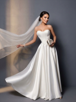 Свадебное длинное платье с корсетом на шнуровке