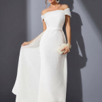 Белое блестящее платье со съемной юбкой