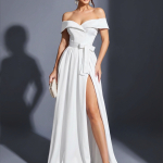 Свадебное платье женское с открытыми плечами и высоким разрезом