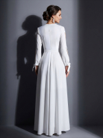 Белое свадебное платье в элегантном А-силуэте с длинными рукавами — изображение 3