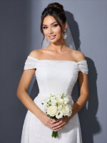 Белое блестящее платье со съемной юбкой — изображение 3