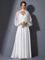 Блестящее свадебное платье с открытым верхом и болеро из сетки — изображение 5