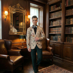 Мужской свадебный костюм бежевый