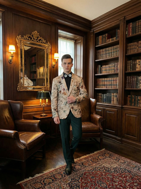 Мужской свадебный костюм бежевый