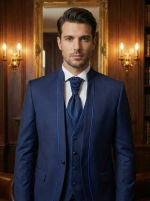 Мужской свадебный костюм синий — изображение 2