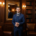 Мужской свадебный костюм синий