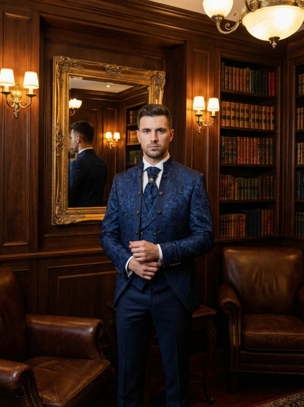 Мужской свадебный костюм синий