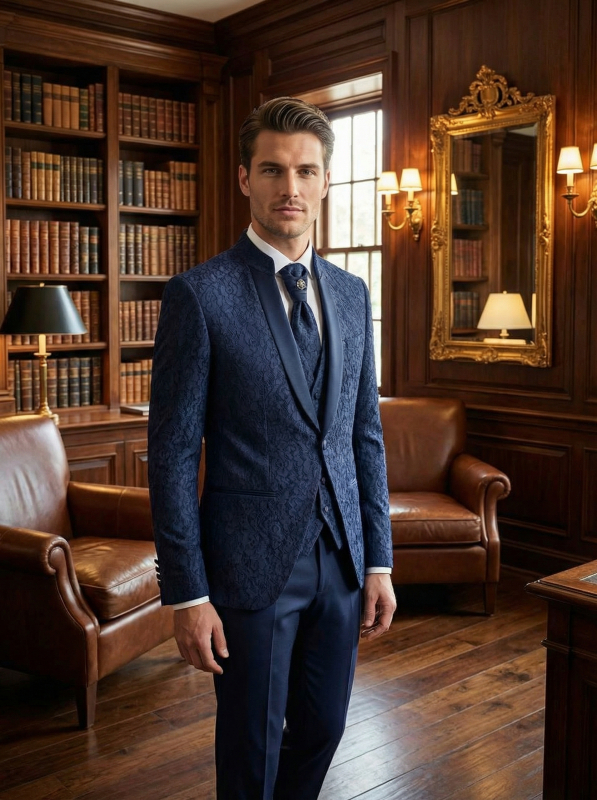 Мужской свадебный костюм синий