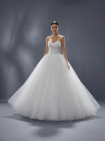 Пышное свадебное платье А-силуэта со съемными спущенными рукавами — изображение 3