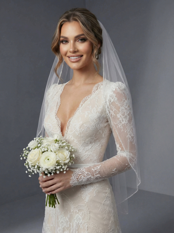 Изысканное свадебное платье А-силуэта з фактурного кружева с цветочными и растительными мотивами