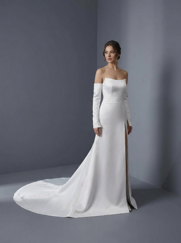 Элегантное свадебное платье в стиле минимализм