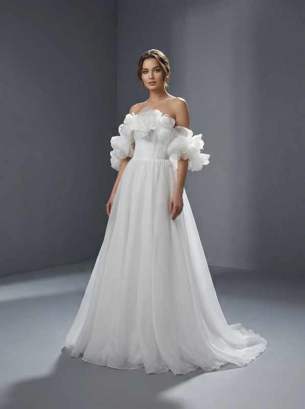 Cвадебное платье воздушная и романтичная модель А-силуэта