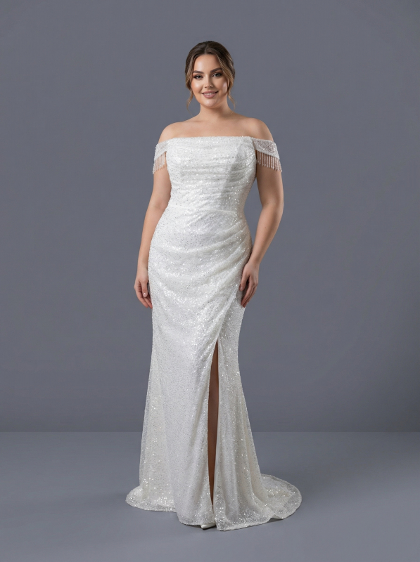 Элегантное свадебное платье силуэта «русалка»