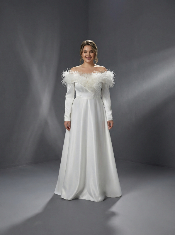 Элегантное свадебное платье выполнено в классическом стиле с современными элементами декора