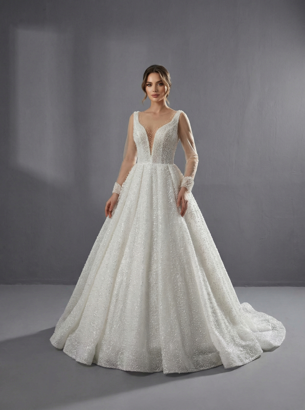 Элегантное свадебное платье А-силуэта
