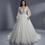 Пышное свадебное платье А-силуэта, выполненное в классическом и одновременно роскошном стиле