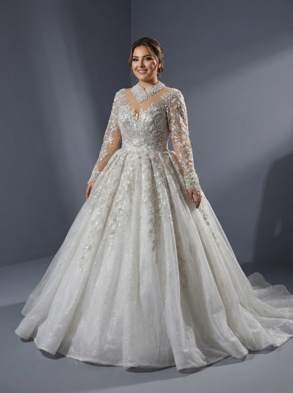 Роскошное свадебное платье в стиле «принцесса»