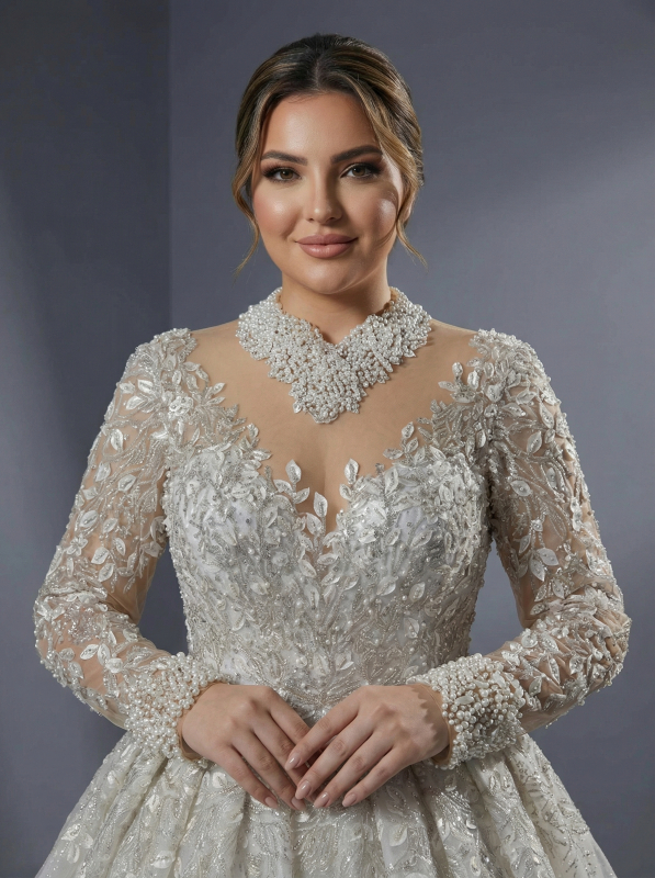 Роскошное свадебное платье в стиле «принцесса»